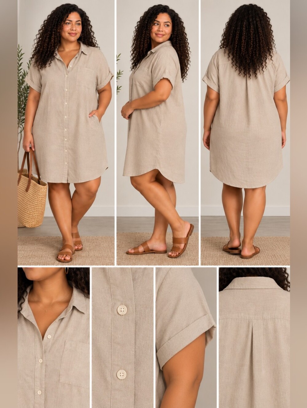 Old Navy Linen Blend Button-Front Shirt Dress – XXL